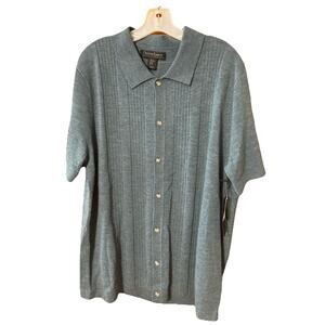 CHRISTIAN LACROIX 100% EXTRA FINE MERINO WOOL SWEATER Sz XL NWT BLUE RIBBED